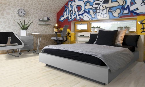 Замковый пробковый пол Corkstyle Wood Esche Weiss