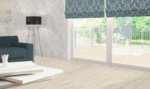 Замковый пробковый пол Corkstyle Wood Esche Weiss