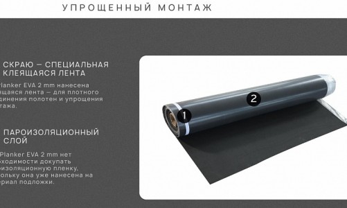 Planker - Подложка Planker EVA рулонная с пароизоляцией 2 мм Подложка Planker EVA рулонная с пароизоляцией 2 мм