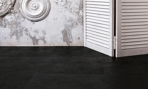 Плитка ПВХ под плитку Vinilam Ceramo Stone Glue Сланцевый Черный 61607