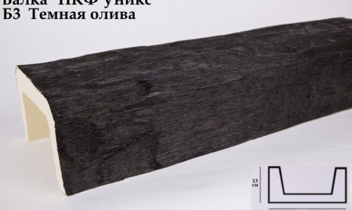 Балка декоративная Уникс Б3 Тёмная олива (3 м) из полиуретана