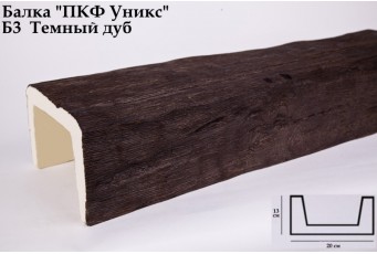 Балка декоративная Уникс Б3 Тёмный дуб (3 м) из полиуретана