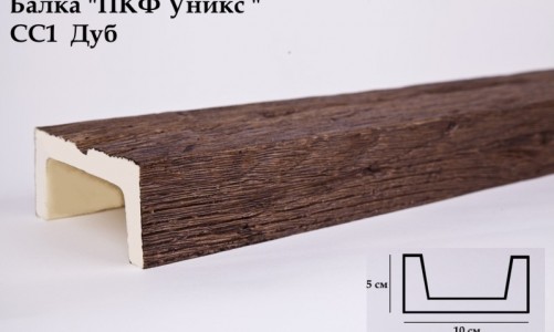 Балка декоративная Уникс СС1 Дуб (3 м) из полиуретана
