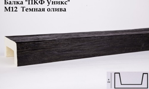 Балка декоративная Уникс М12 Темная олива (2 м) из полиуретана
