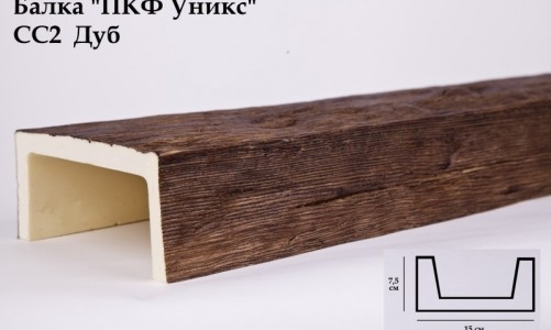 Балка декоративная Уникс СС2 Дуб (2 м) из полиуретана