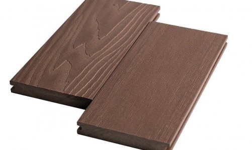 Террасная доска из ДПК двухсторонняя Ecodeck БРАЙТ МАССИВ 3D КАШТАН