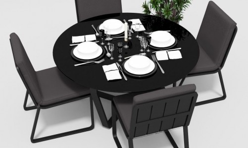 Gardenini - Обеденная зона Gardenini Primavera Carbon Антрацит с стульями Voglie Обеденная зона Gardenini Primavera Carbon Антрацит с стульями Voglie
