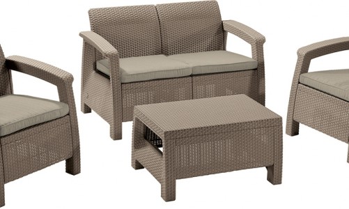 Keter - Лаунж зона Keter Corfu Triple set капучино Лаунж зона Keter Corfu Triple set капучино