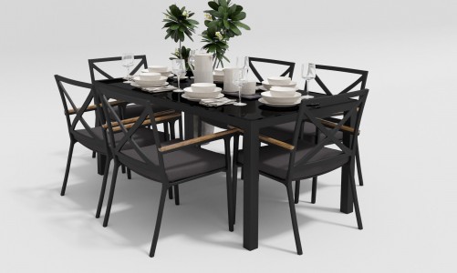 Gardenini - Обеденная зона Gardenini Calma Carbon 180 Антрацит со стульями Calma Обеденная зона Gardenini Calma Carbon 180 Антрацит со стульями Calma