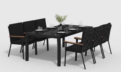 Gardenini - Обеденная зона Gardenini Calma Carbon 200 Черный со стульями Calma S Обеденная зона Gardenini Calma Carbon 200 Черный со стульями Calma S
