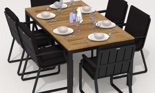 IdealPatio - Обеденная группа Ideal Patio Tella Alba 180 Цвет: карбон, чёрный Обеденная группа Ideal Patio Tella Alba 180 Цвет: карбон, чёрный