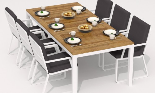 IdealPatio - Обеденная группа Ideal Patio Tella Alba 200 Цвет: белый, антрацит Обеденная группа Ideal Patio Tella Alba 200 Цвет: белый, антрацит
