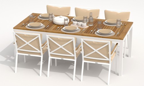 IdealPatio - Обеденная группа Ideal Patio Tella Festa Plus 200 Цвет: белый, бежевый Обеденная группа Ideal Patio Tella Festa Plus 200 Цвет: белый, бежевый