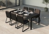 Gardenini - Обеденная зона Gardenini Malia Carbon 180 Антрацит со стульями Voglie Armrest Обеденная зона Gardenini Malia Carbon 180 Антрацит со стульями Voglie Armrest