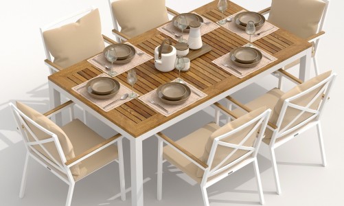 IdealPatio - Обеденная группа Ideal Patio Tella Festa Plus 180 Цвет: белый, бежевый Обеденная группа Ideal Patio Tella Festa Plus 180 Цвет: белый, бежевый