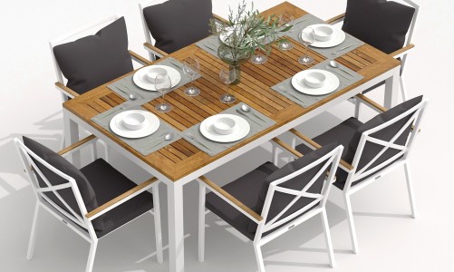 IdealPatio - Обеденная группа Ideal Patio Tella Festa Plus 180 Цвет: белый, антрацит Обеденная группа Ideal Patio Tella Festa Plus 180 Цвет: белый, антрацит