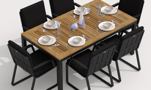 IdealPatio - Обеденная группа Ideal Patio Tella Alba 180 Цвет: карбон, чёрный Обеденная группа Ideal Patio Tella Alba 180 Цвет: карбон, чёрный