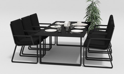 Gardenini - Обеденная зона Gardenini Voglie Carbon 220 Черный со стульями Voglie Armrest Обеденная зона Gardenini Voglie Carbon 220 Черный со стульями Voglie Armrest