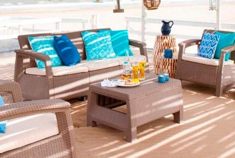 Лаунж зона Keter Corfu Triple set капучино