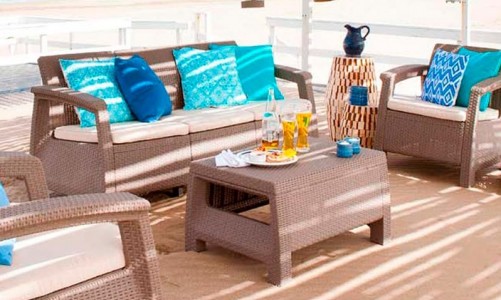 Keter - Лаунж зона Keter Corfu Triple set капучино Лаунж зона Keter Corfu Triple set капучино