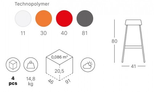 Стул барный Scab Design Gim Цвет: оранжевый