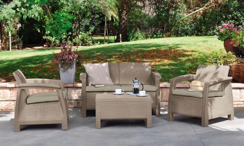 Keter - Лаунж зона Keter Corfu Set капучино Лаунж зона Keter Corfu Set капучино