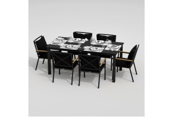 Обеденная группа Ideal Patio Dolla Festa Plus 180 Цвет: карбон, чёрный
