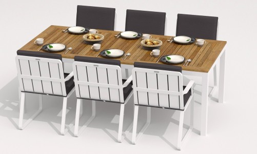 IdealPatio - Обеденная группа Ideal Patio Tella Alba 200 Цвет: белый, антрацит Обеденная группа Ideal Patio Tella Alba 200 Цвет: белый, антрацит