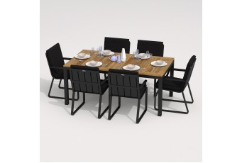 Обеденная группа Ideal Patio Tella Alba 180 Цвет: карбон, чёрный