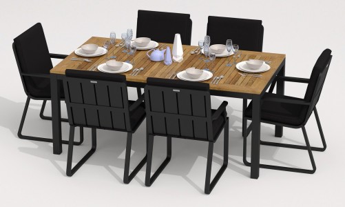 IdealPatio - Обеденная группа Ideal Patio Tella Alba 180 Цвет: карбон, чёрный Обеденная группа Ideal Patio Tella Alba 180 Цвет: карбон, чёрный
