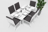 Обеденная зона Gardenini Voglie White 180 Антрацит со стульями Voglie