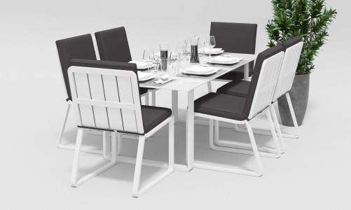 Обеденная зона Gardenini Voglie White 180 Антрацит со стульями Voglie
