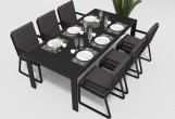 Gardenini - Обеденная зона Gardenini Malia Carbon 180 Антрацит со стульями Voglie Armrest Обеденная зона Gardenini Malia Carbon 180 Антрацит со стульями Voglie Armrest