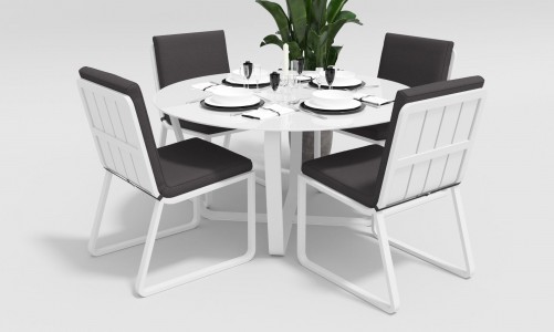 Gardenini - Обеденная зона Gardenini Primavera White Антрацит с стульями Voglie Обеденная зона Gardenini Primavera White Антрацит с стульями Voglie