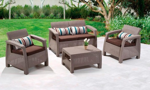 Keter - Лаунж зона Keter Corfu Triple set капучино Лаунж зона Keter Corfu Triple set капучино