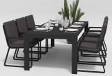 Gardenini - Обеденная зона Gardenini Malia Carbon 180 Антрацит со стульями Voglie Armrest Обеденная зона Gardenini Malia Carbon 180 Антрацит со стульями Voglie Armrest