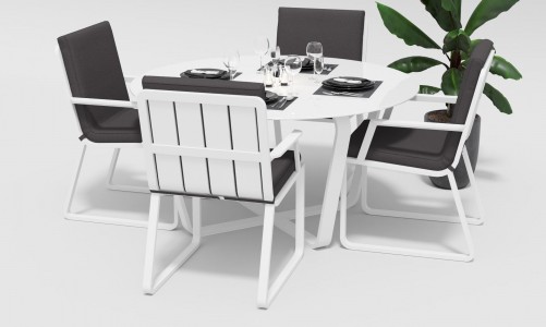 Gardenini - Обеденная зона Gardenini Primavera White Антрацит с стульями Voglie Armrest Обеденная зона Gardenini Primavera White Антрацит с стульями Voglie Armrest