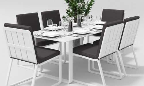 Обеденная зона Gardenini Voglie White 180 Антрацит со стульями Voglie