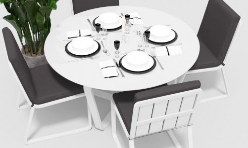 Gardenini - Обеденная зона Gardenini Primavera White Антрацит с стульями Voglie Обеденная зона Gardenini Primavera White Антрацит с стульями Voglie