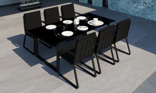 Gardenini - Обеденная зона Gardenini Voglie Carbon 220 Черный со стульями Voglie Armrest Обеденная зона Gardenini Voglie Carbon 220 Черный со стульями Voglie Armrest