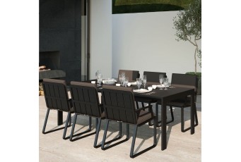 Обеденная зона Gardenini Malia Carbon 180 Антрацит со стульями Voglie Armrest