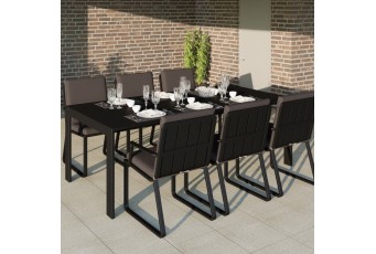 Обеденная зона Gardenini Malia Carbon 200 Антрацит со стульями Voglie Armrest
