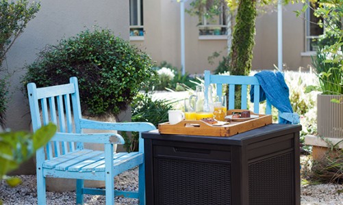 Keter - Стол-сундук Keter Cube Rattan 208 л коричневый Стол-сундук Keter Cube Rattan 208 л коричневый