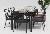 Gardenini - Обеденная зона Gardenini Calma Carbon 180 Антрацит со стульями Calma Обеденная зона Gardenini Calma Carbon 180 Антрацит со стульями Calma