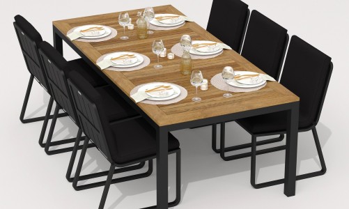 IdealPatio - Обеденная группа Ideal Patio Tella Gira 220 Цвет: карбон, чёрный Обеденная группа Ideal Patio Tella Gira 220 Цвет: карбон, чёрный