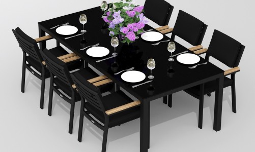 IdealPatio - Обеденная группа Ideal Patio Cana Bonta 220 Цвет: карбон, чёрный Обеденная группа Ideal Patio Cana Bonta 220 Цвет: карбон, чёрный