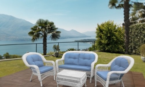 Lite - Комплект мебели из искусственного ротанга Lite Kavena White Blue Комплект мебели из искусственного ротанга Lite Kavena White Blue