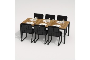 Обеденная группа Ideal Patio Tella Gira 220 Цвет: карбон, чёрный