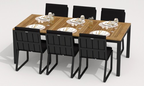 IdealPatio - Обеденная группа Ideal Patio Tella Gira 220 Цвет: карбон, чёрный Обеденная группа Ideal Patio Tella Gira 220 Цвет: карбон, чёрный