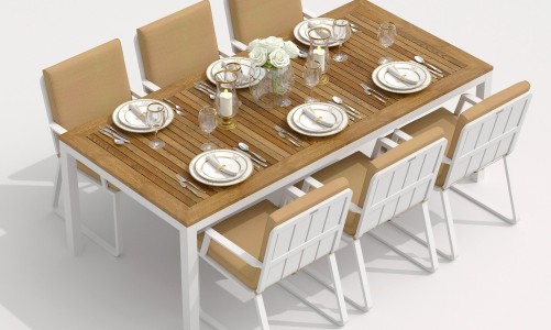 IdealPatio - Обеденная группа Ideal Patio Tella Alba 200 Цвет: белый, бежевый Обеденная группа Ideal Patio Tella Alba 200 Цвет: белый, бежевый